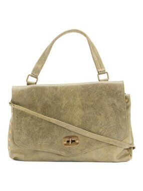CHIARA FERRETTI Made In Italy Leather Brushed Large Flap Over Satchel